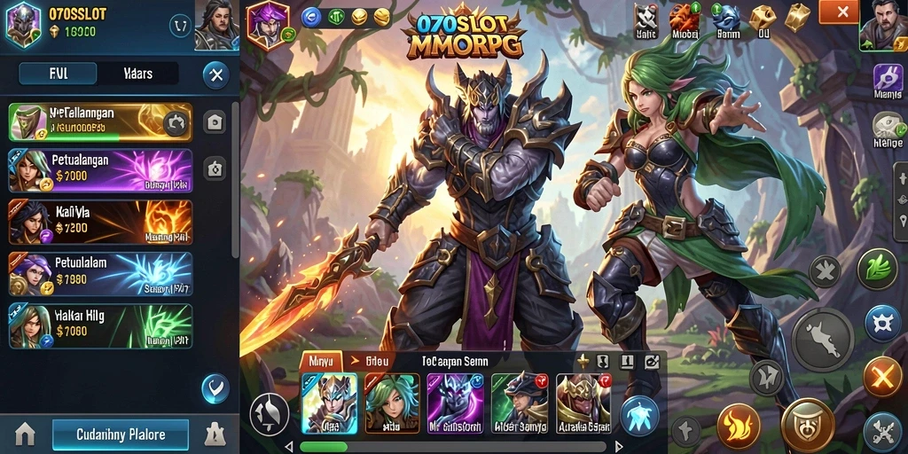 Tampilan gameplay epic dari 070SLOT dengan aksi pertarungan MMORPG.