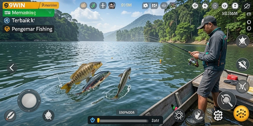 Tampilan gameplay <strong>9WIN</strong> yang memikat saat menangkap ikan.