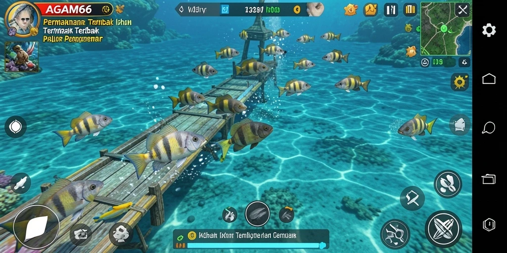 Tampilan gameplay menembak ikan yang seru dan penuh warna di AGAM66.