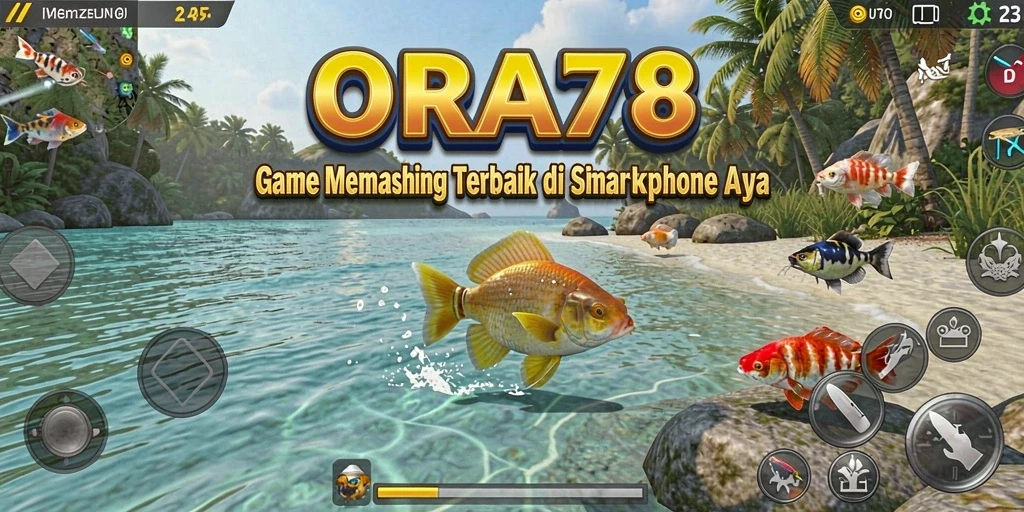 Tampilan grafis menawan saat menangkap ikan di ORA78.