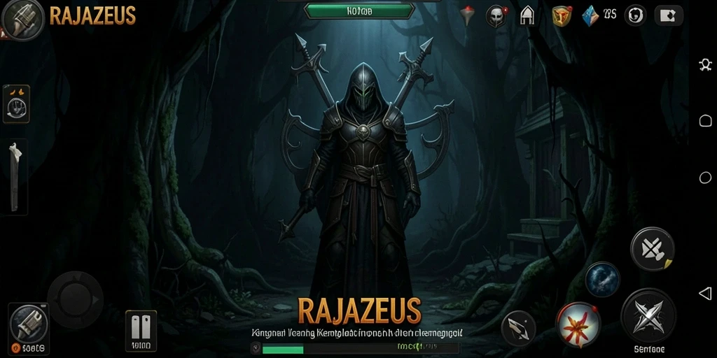 Tampilan utama gameplay RAJAZEUS yang mencekam dan menegangkan.