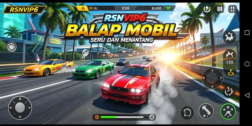 Tampilan menarik dari gameplay RSNVIP6 saat balapan multiplayer.