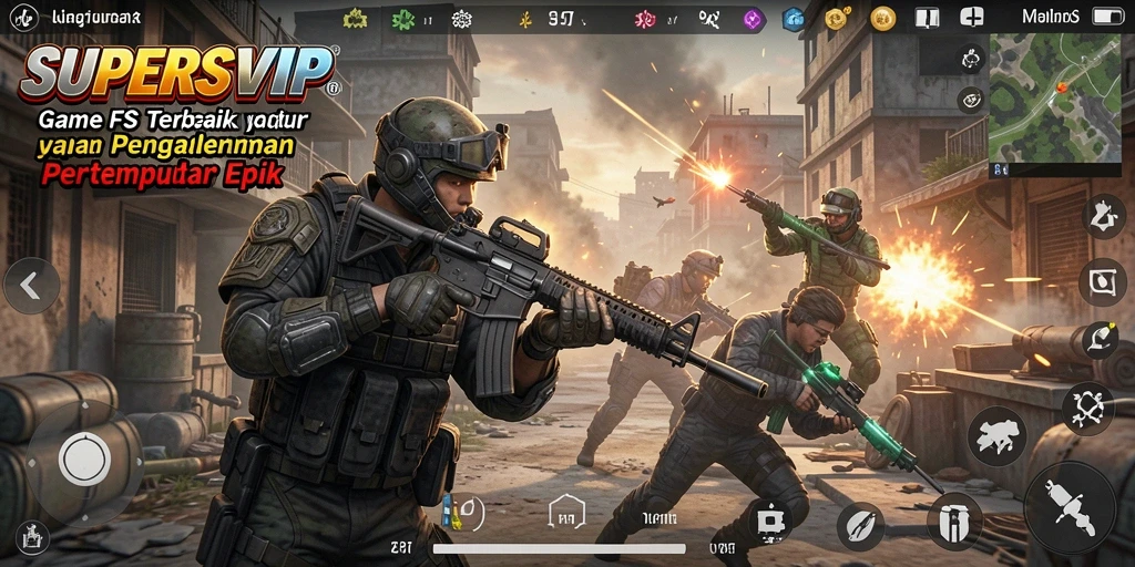 Tampilan menarik dari gameplay SUPERSVIP dengan aksi tembak-menembak yang intens.