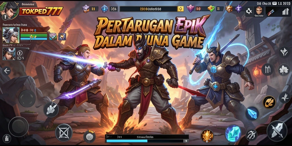 Tangkapan layar gameplay <strong>TOKPED777</strong> dengan aksi pertarungan yang mendebarkan.